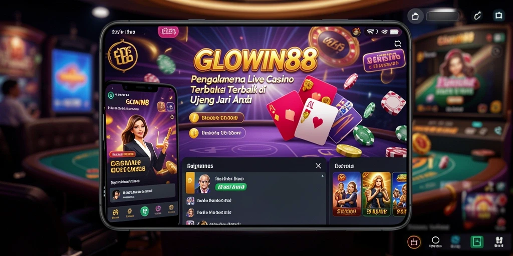 Screenshot GLOWIN88 menampilkan dealer langsung dalam permainan Live Casino.