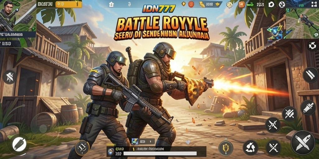 Tampilan gameplay IDN777 dalam pertandingan Battle Royale yang seru.