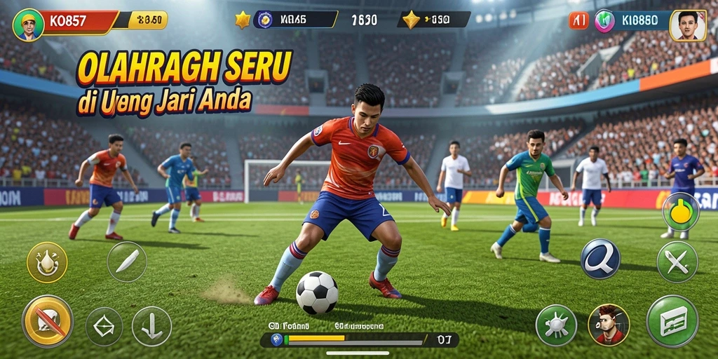 Tampilan gameplay seru yang menggambarkan pertandingan olahraga.