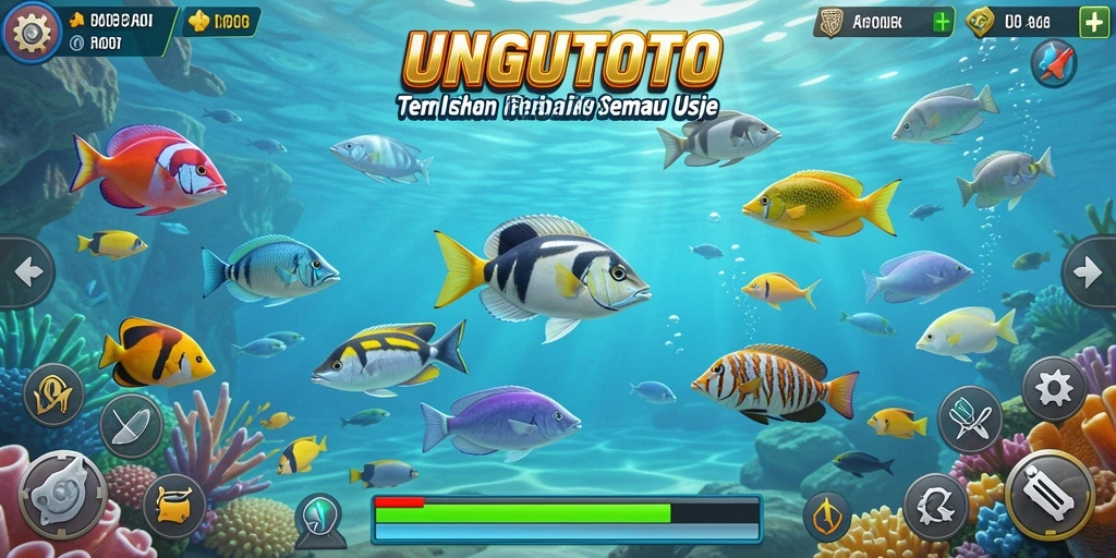 Screenshot gameplay UNGUTOTO menampilkan serunya menembak ikan.