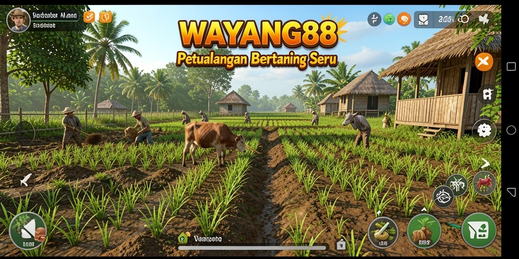 Tampilan gameplay WAYANG88 yang menyenangkan dengan ladang yang indah.